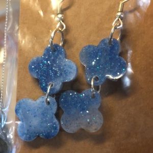Ombré blue glitter dangles